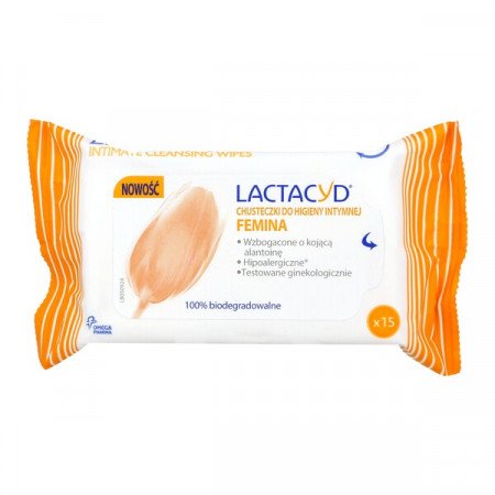 Lactacyd Femina, chusteczki do higieny intymnej, 15 szt.