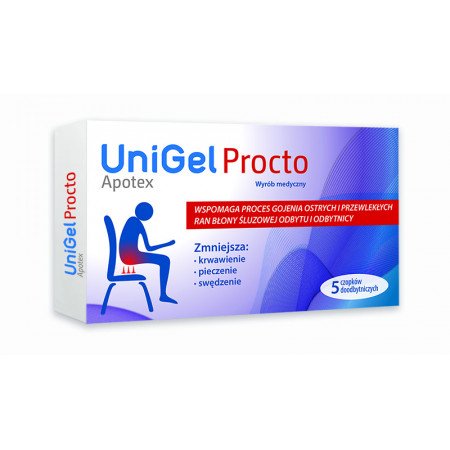 UniGel Apotex Procto, czopki na hemoroidy, 5 szt. (data