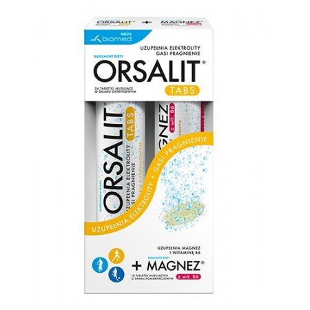 Orsalit tabs elektrolity, tabletki musujące, 24 szt. + Magnez z