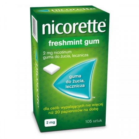 Nicorette FreshMint Gum 2 mg, guma do żucia, lecznicza, 105