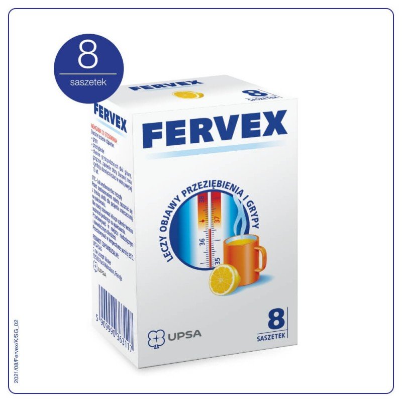 FERVEX, granulat do sporządzania roztworu doustnego, 8 saszetek smak cytrynowy