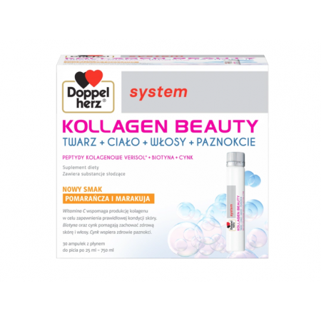 Doppelherz System Kollagen Beauty smak pomarańcza i marakuja