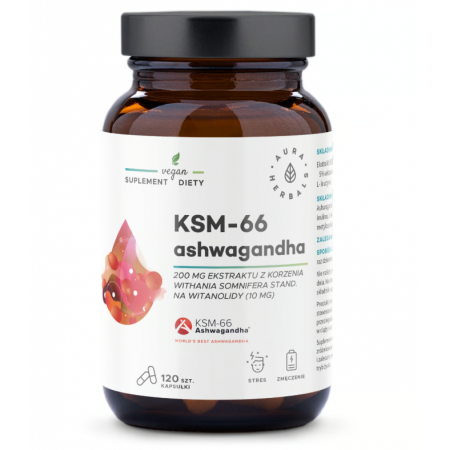 Aura Hebals Ashwagandha KSM-66 Korzeń 200mg kapsułki - 120 kaps.