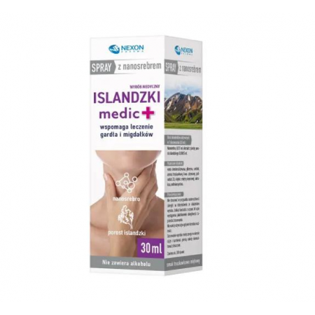 Islandzki Medic+ Spray do gardła z nanosrebrem - - 30 ml