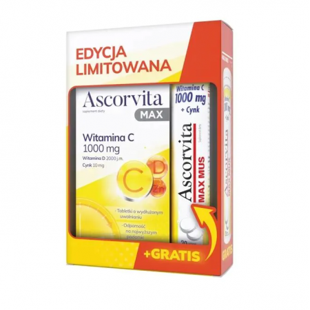 Ascorvita MAX Zestaw 30 tabl. + 20 tabl. musujących