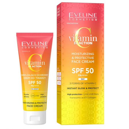 EVELINE COSMETICS VITAMIN C 3X ACTION Nawilżająco-ochronny Krem