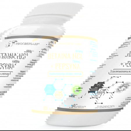 Betaina HCL 650 mg + Pepsyna 150 mg kapsułki - 90 kaps.