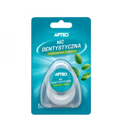 Apteo Nić dentystyczna woskowana miętowa 50 m - - 1 szt.