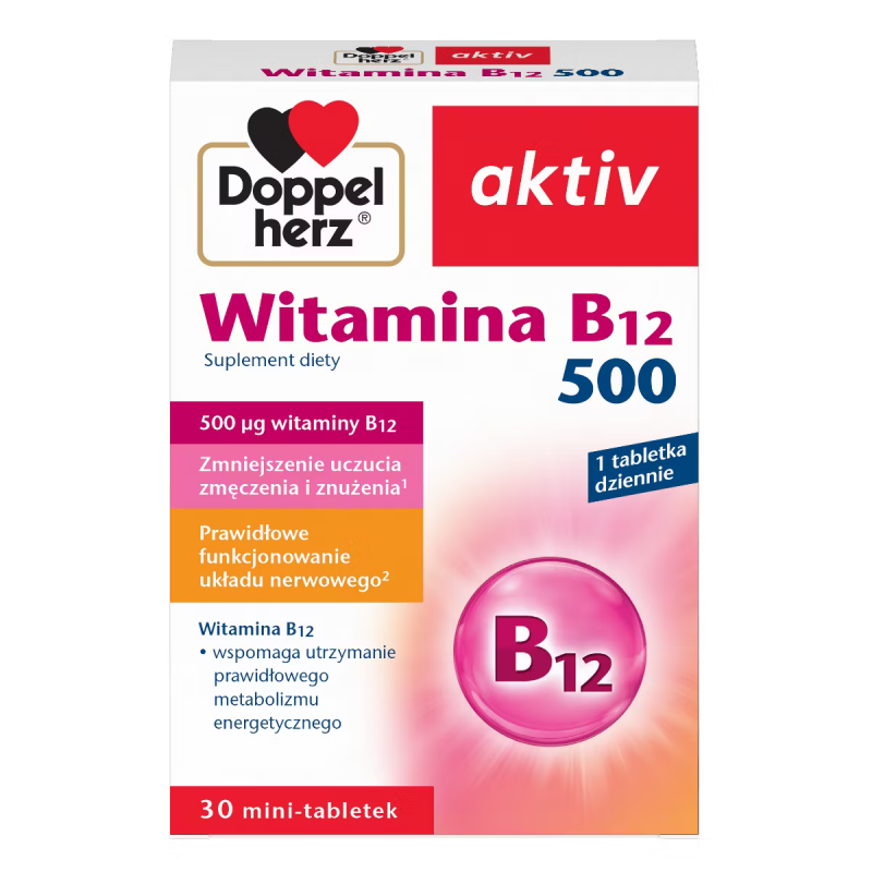 Doppelherz aktiv Witamina B12 500, 30 tabletek Doppelherz aktiv Witamina B12 500, 30 tabletek