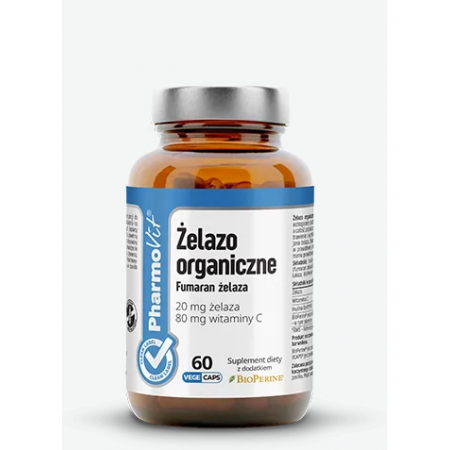 Pharmovit Żelazo Organiczne Fumaran Żelaza clean label kapsułki Pharmovit Żelazo Organiczne Fumaran Żelaza clean label kapsułki - 60 kaps. (but. ze szkła)_2