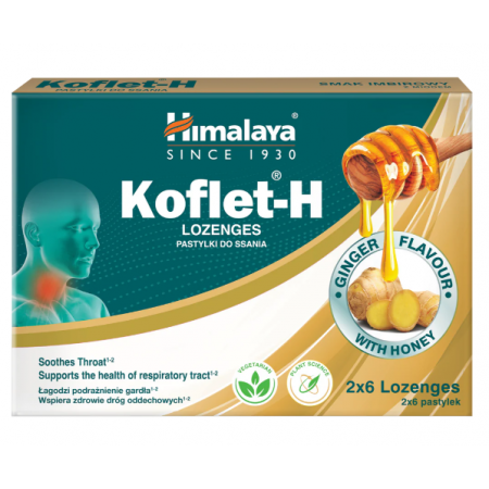 Himalaya Koflet-H smak imbirowy pastylki do ssania - 12 pastyl.