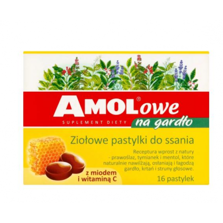 Amolowe Na Gardło Pastylki do ssania ziołowe z miodem, witaminą