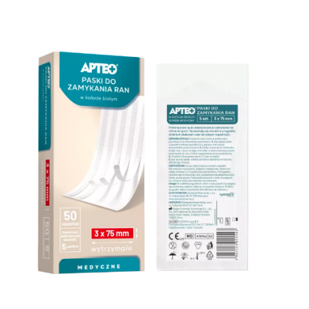 Apteo Paski do zamykania ran w kolorze białym 3 x 75 mm - - 5