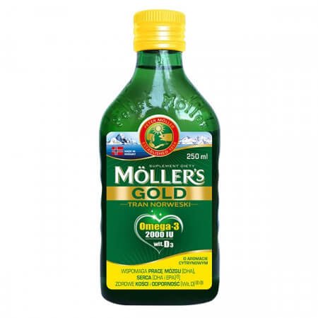 Mollers Gold Tran Norweski płyn o aromacie cytrynowym 250 ml
